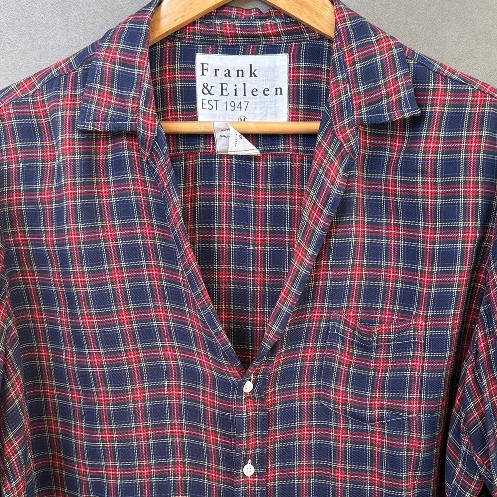 Frank & Eileen Women's Navy and Red Plaid Shirt